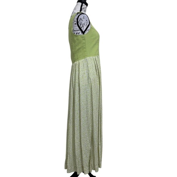 Vintage Compagnie La Rochelle Women's Maxi Dress Sleeveless Green Floral 90's - Picture 2 of 8